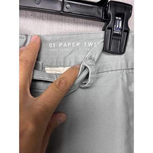 G1 Goods Paper Twill Pants Light Green Cotton Chino Raw-Hem Women's Size 10 - Picture 3 of 9